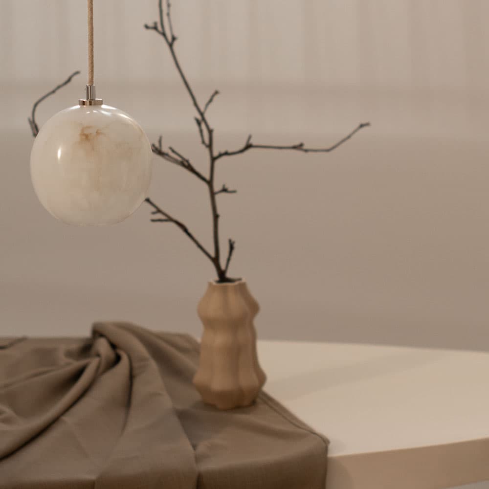 Lampa wisząca Selene wzorzysty alabaster, nikiel, Embassy Interiors - 89736