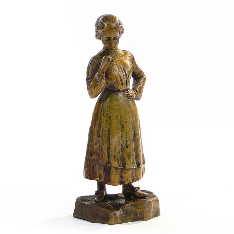 Female Figure, dark bronze, by K. Loder, Switzerland, early 20th c
