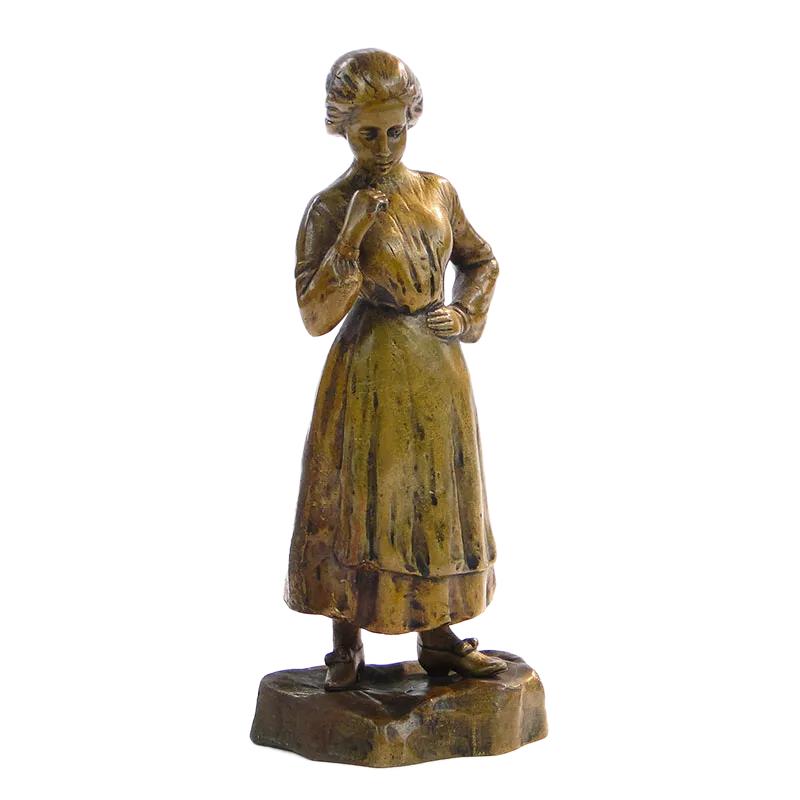 Female Figure, dark bronze, by K. Loder, Switzerland, early 20th c