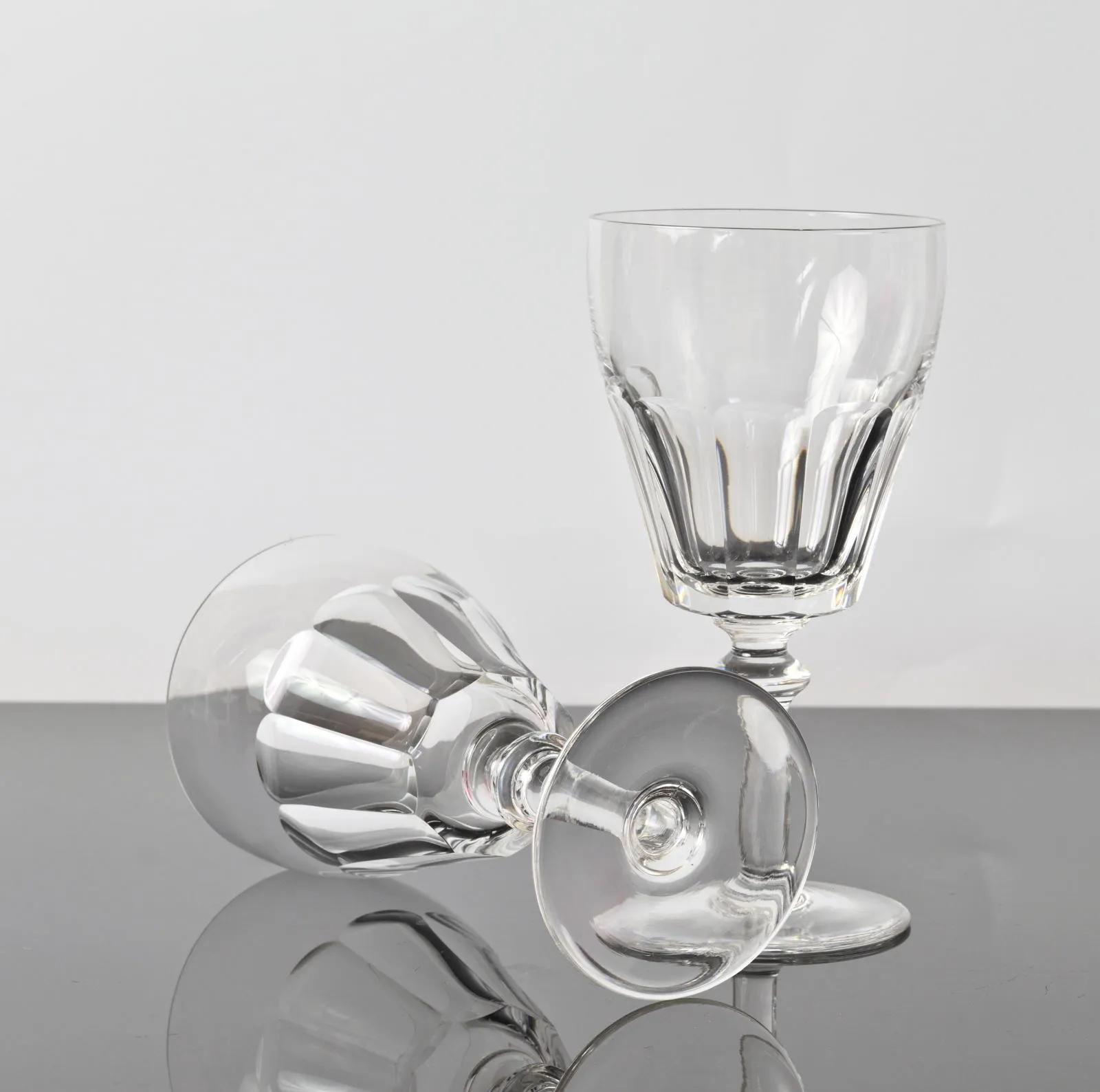 Mgoblets Set of water goblets, transparent crystal, Val Saint Lambert, Belgium ...
