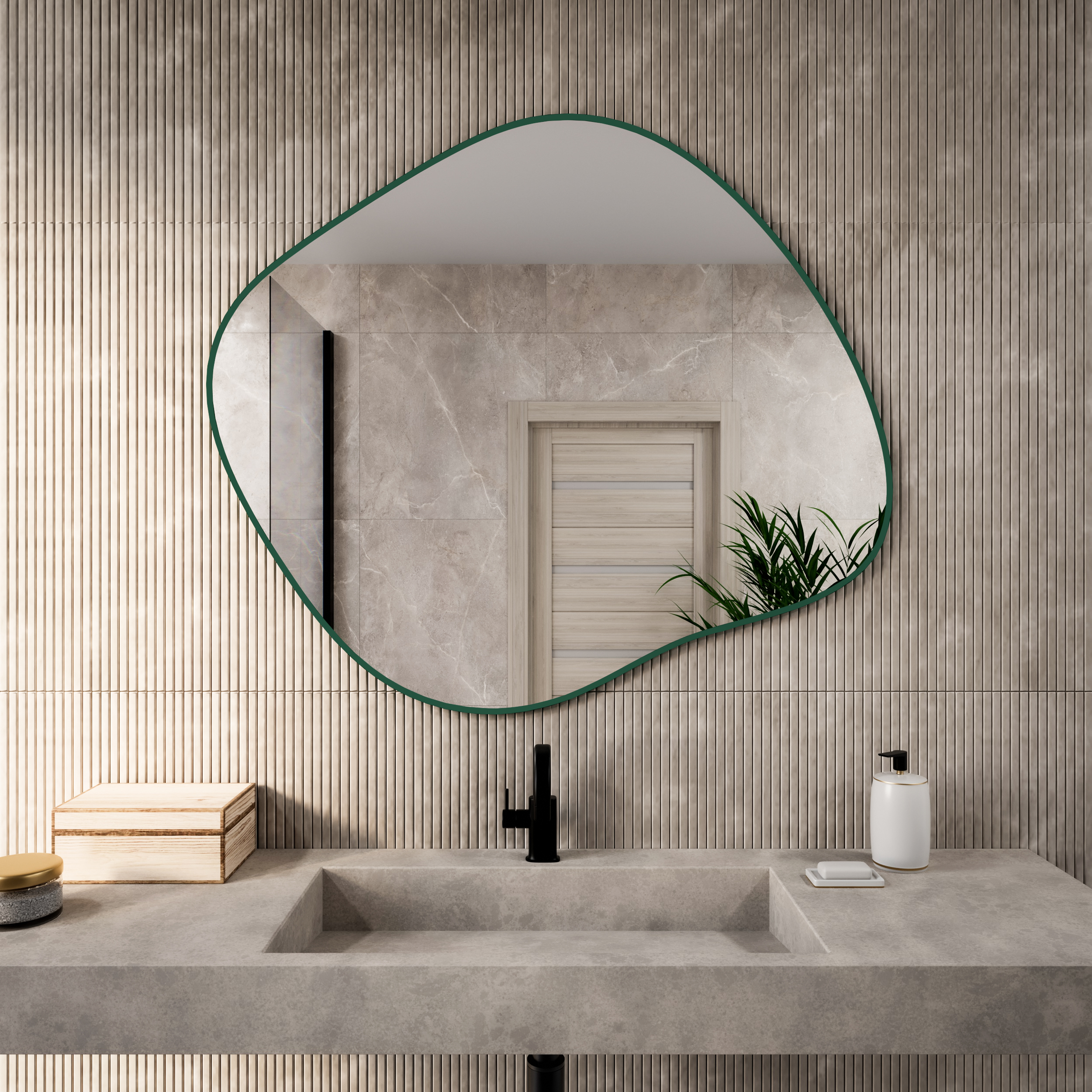 Irregular mirror Colors Stain III, 50x43 cm, green, Baltica - Mirrors