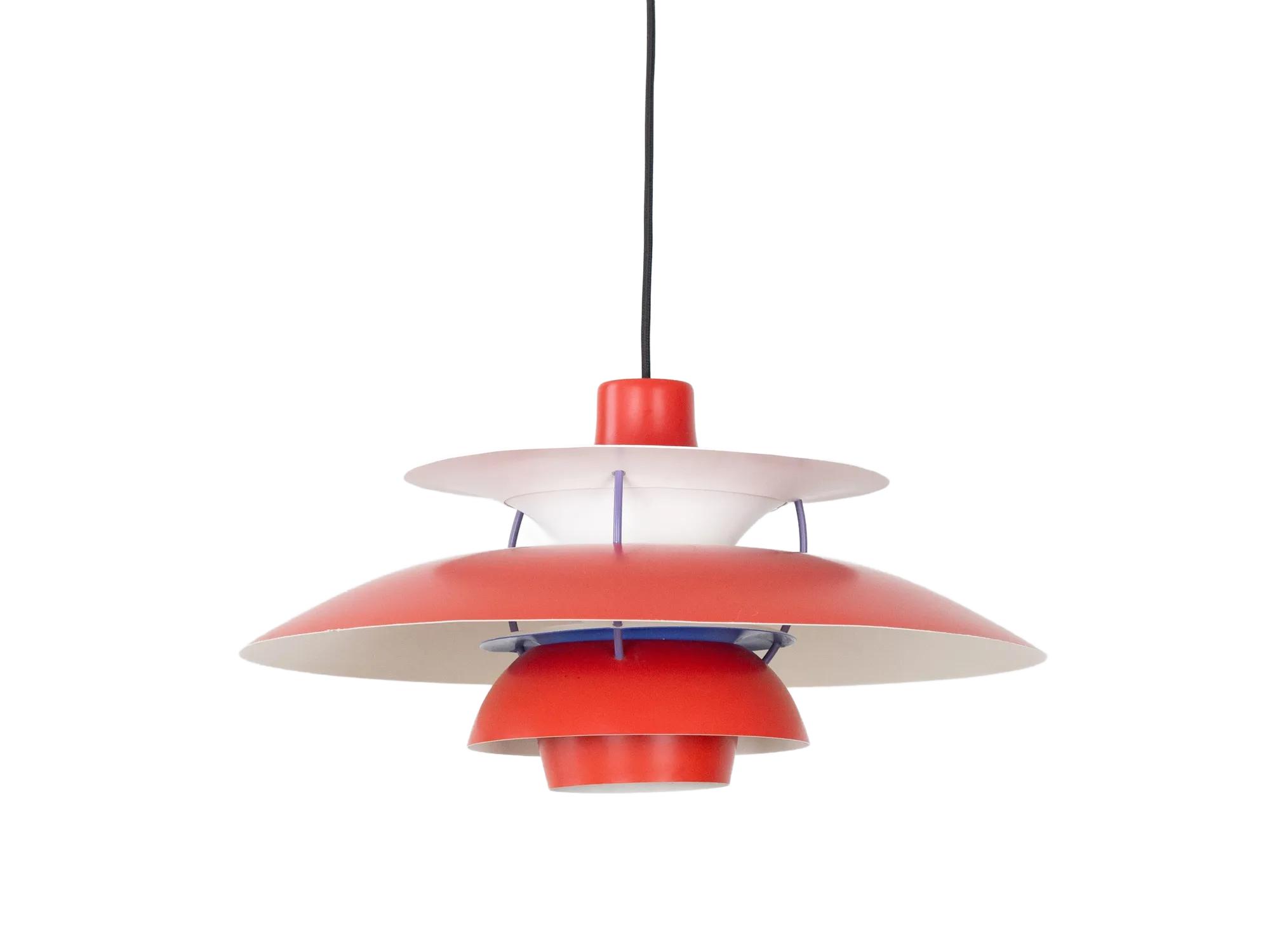 Red Aluminum PH 5 Pendant Lamp, by P. Henningsen for Louis Poulsen