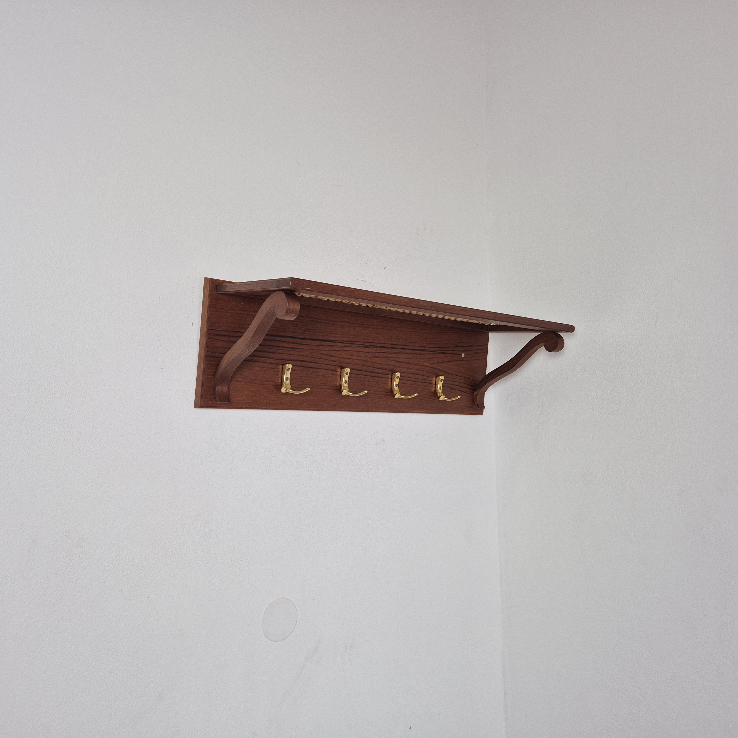 Wall Rack Germany Wall-mounted rack with Viennese cane, light brown wood, Germany, 1950s ...