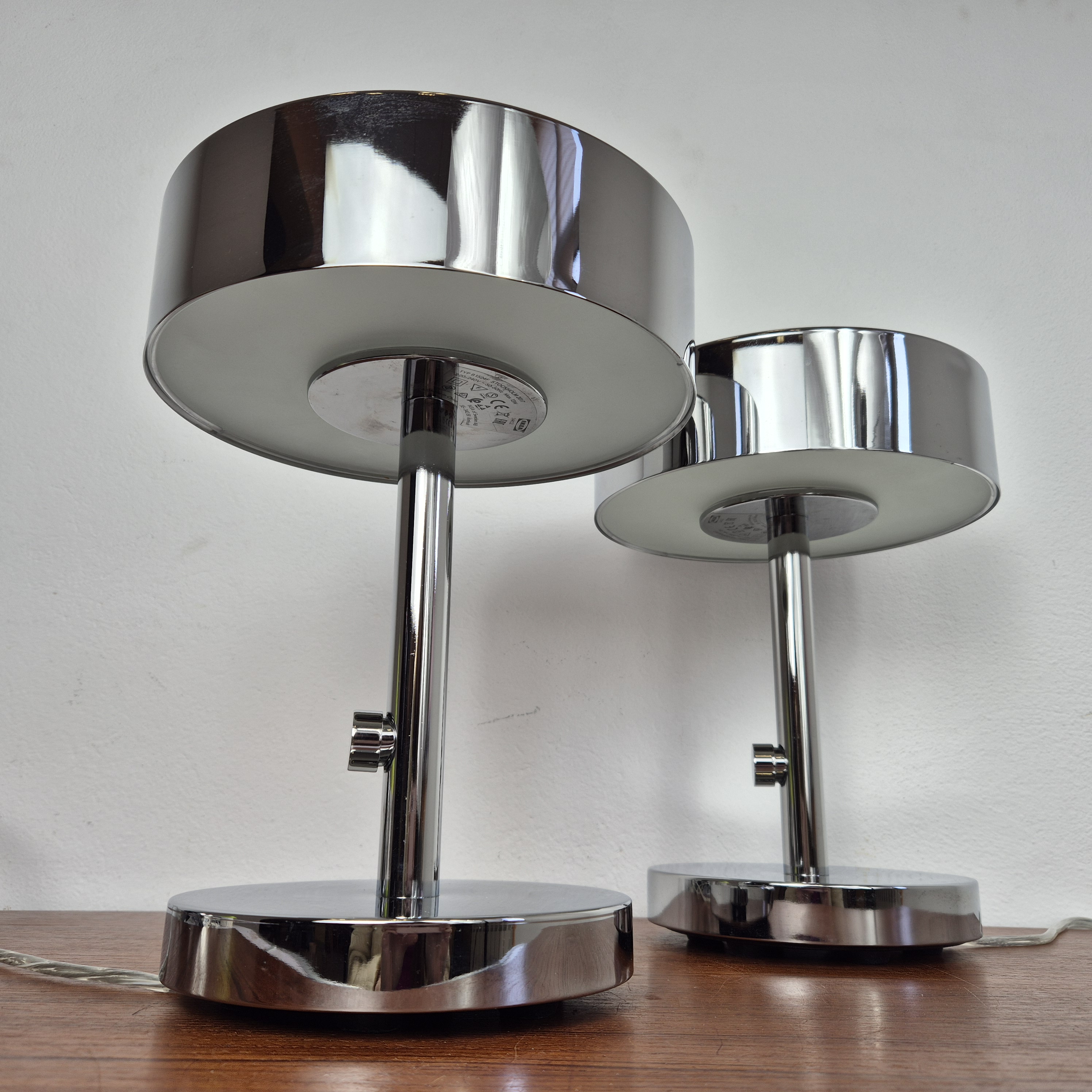Table lamp Stockholm, chrome-plated silver metal, by Ola Wihlborg