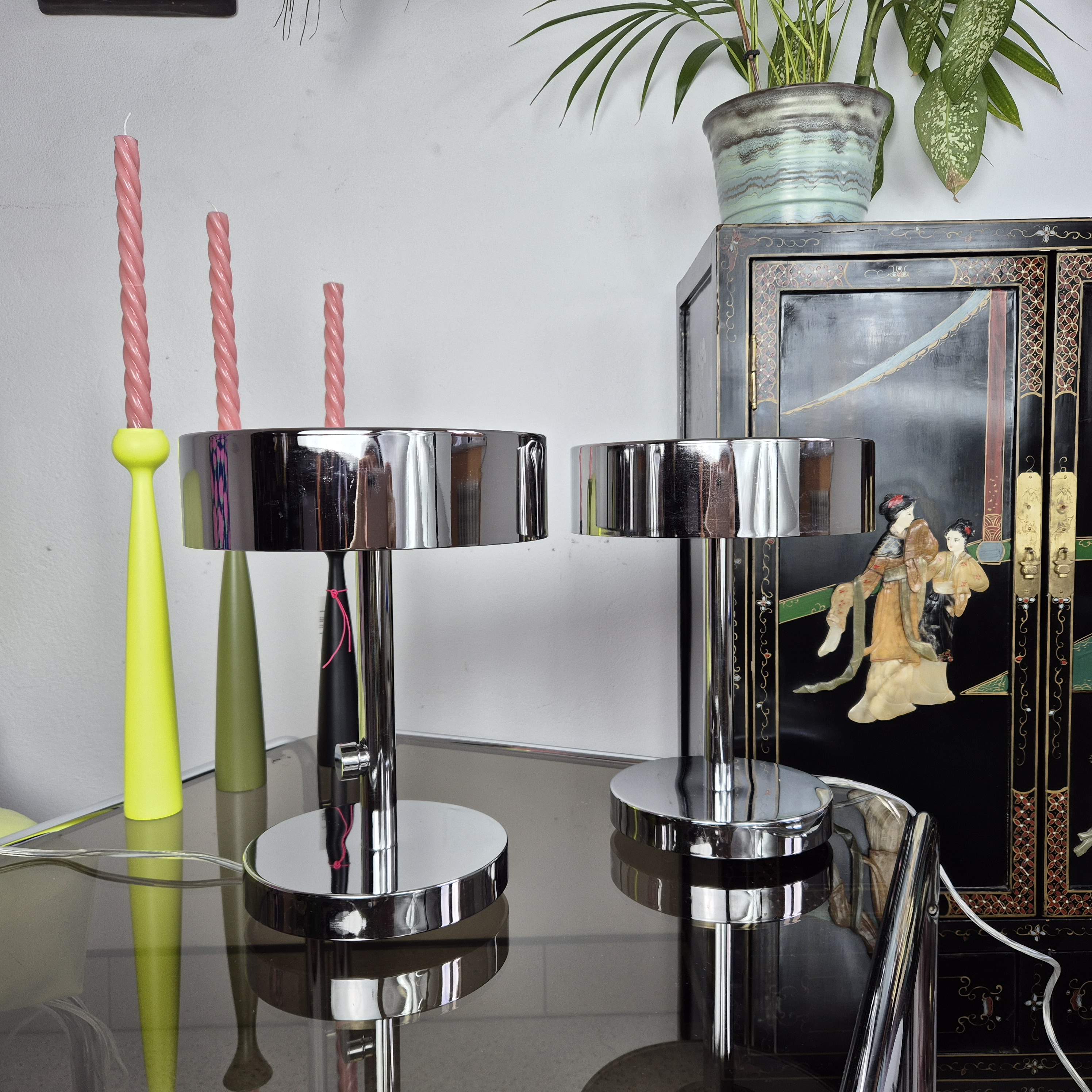 Table lamp Stockholm, chrome-plated silver metal, by Ola Wihlborg