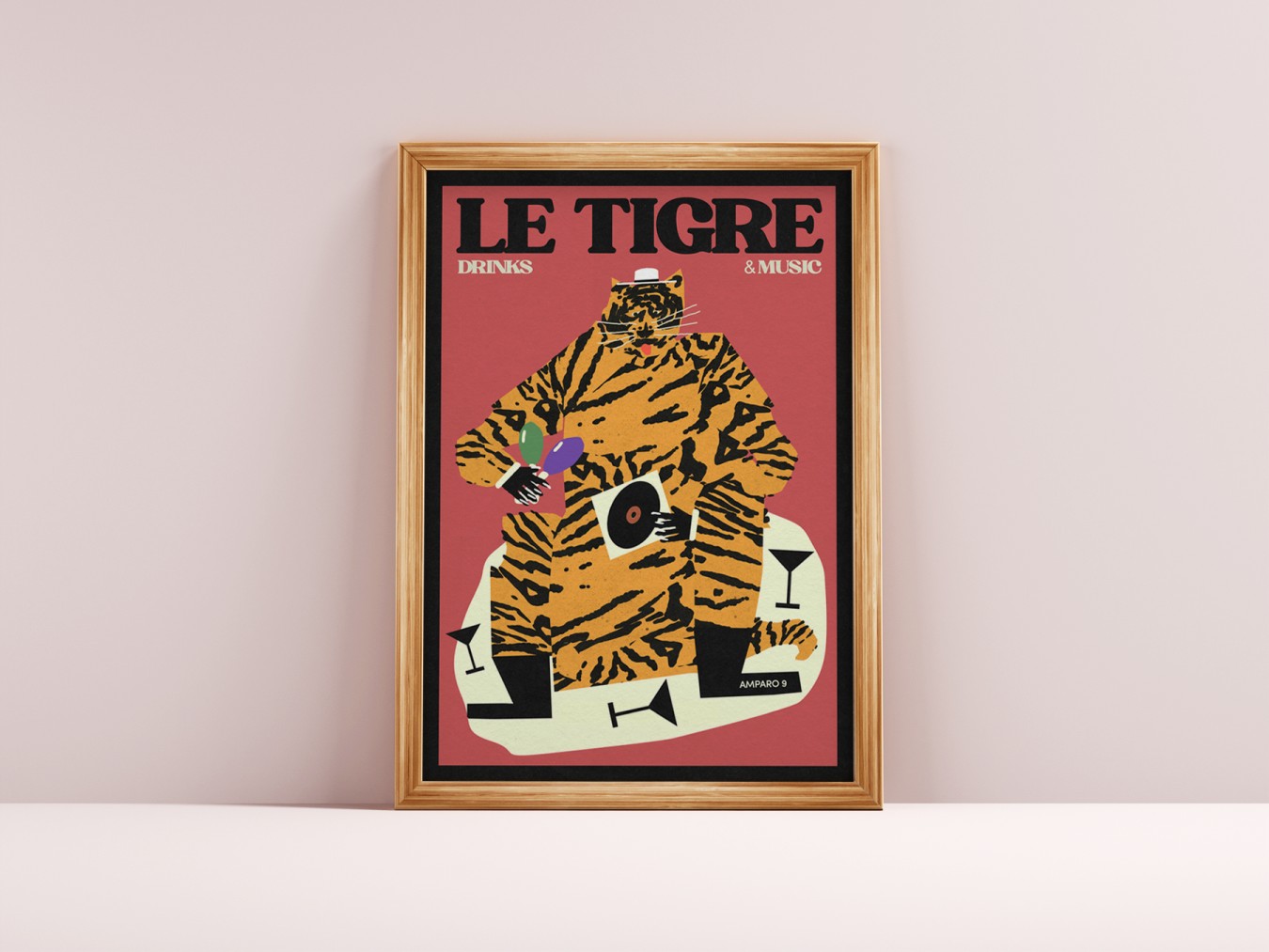 Poster Le Tigre, drinks & music, 50x70 cm, by J. Zasada, Jakub