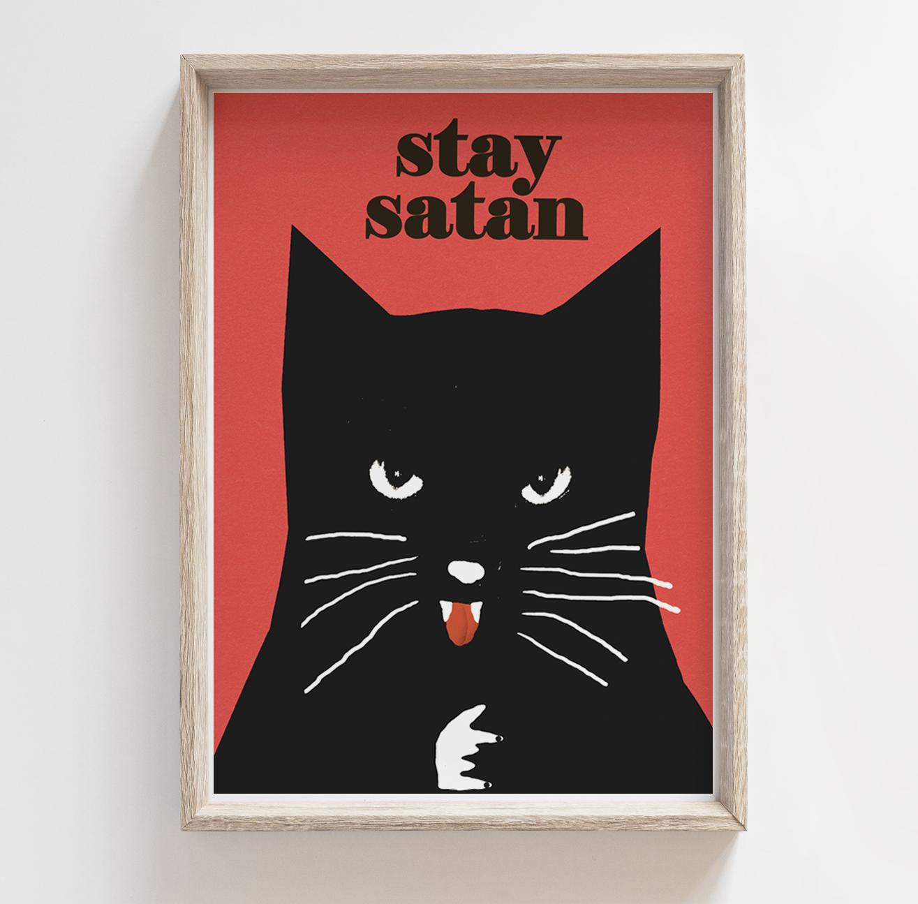 Poster Stay satan, black cat, 30x40 cm, by J. Zasada, Jakub Zasada